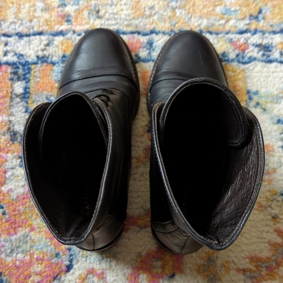 Latitude Femme Classic Genuine Leather Lace Up Block Heeled Ankle Boots Black 37 - Picture 4 of 16